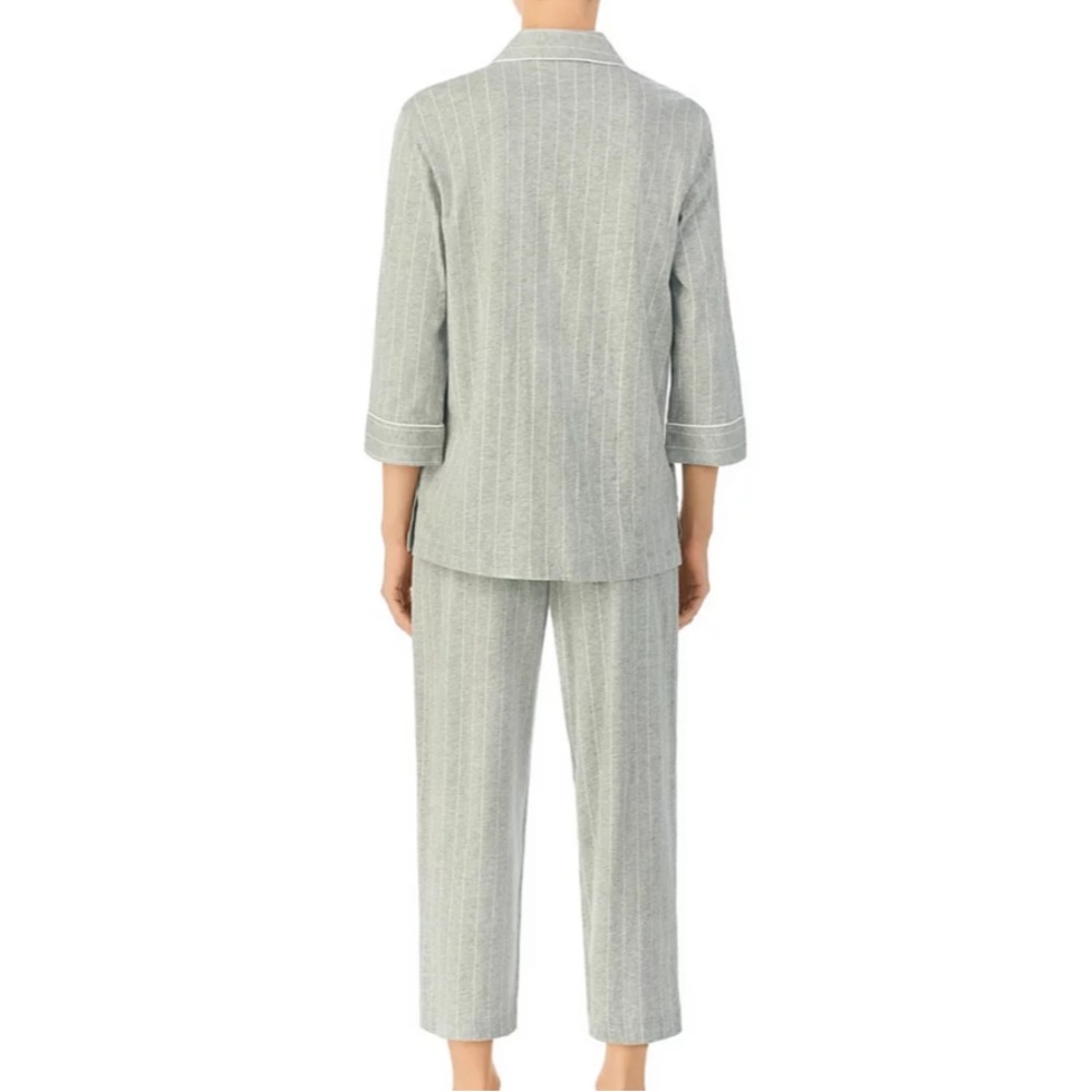Lauren Ralph‎ Lauren Black Label Women’s Knit Capri Pajama Set Size Medium Gryst - Picture 2 of 11